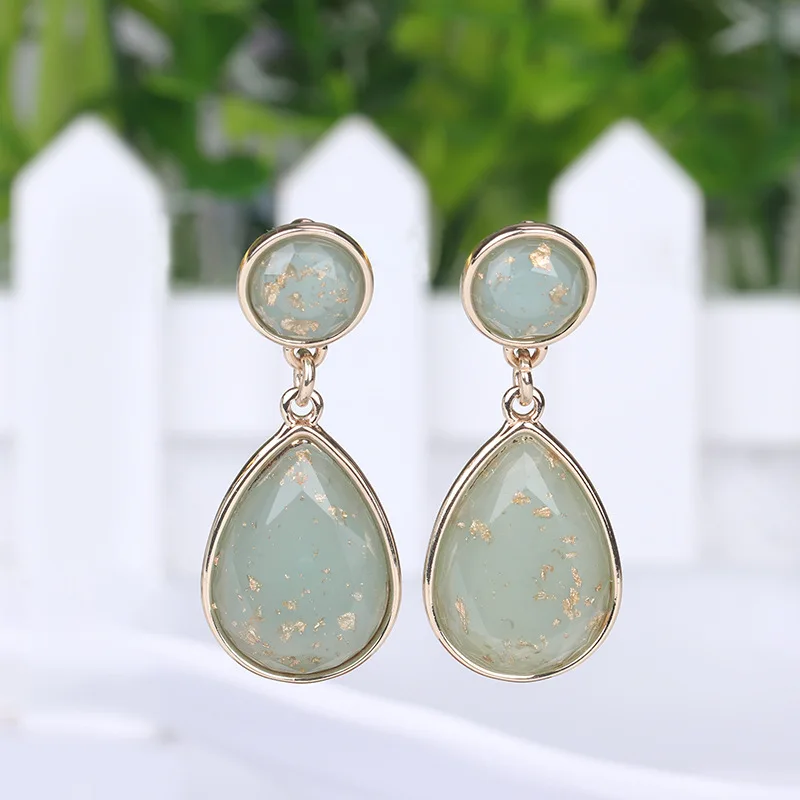 

2019 New Arrivals teardrop earrings Jewelry for women girls handmade light green Minimalist resin post drop earrings