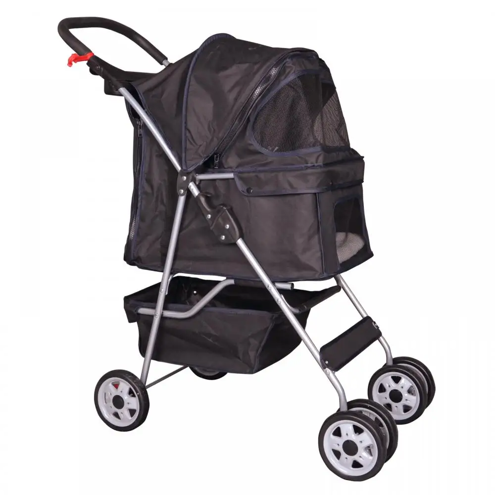 
Competitive 4 Wheels Dog Cat Trolley Travel Folding Twin Pet stroller 