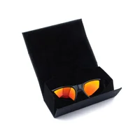 

Luxury Black color PU leather sunglasses box folding magnetic custom LOGO