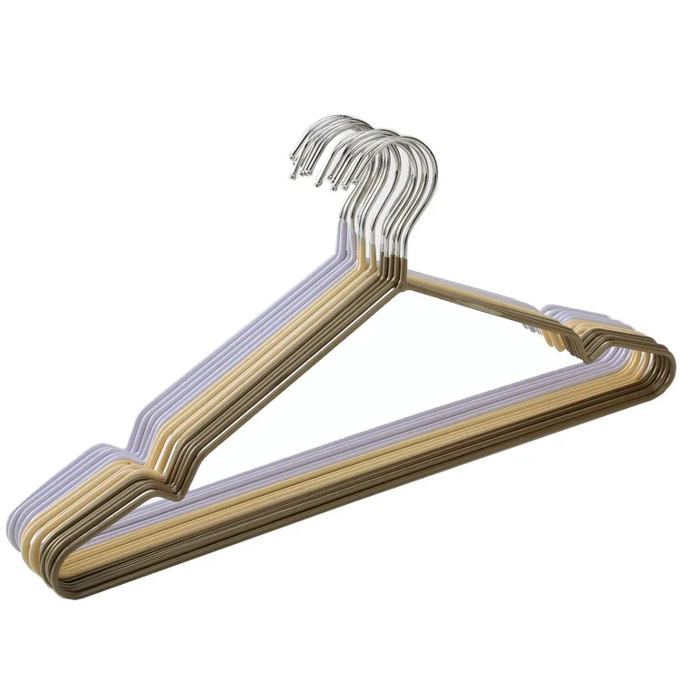 

wholesale metal wire Clothes Display durable design multi color metal clothes pvc coated wire hanger, Gray or light yellow