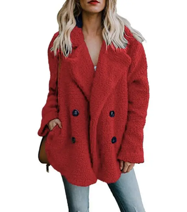 

Walson Womens Fleece Open Front Coat Pockets Outerwear, As show