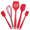 Customized 100% Food Grade Silicone Utensil Red Cooking Tools 5 Pieces Set