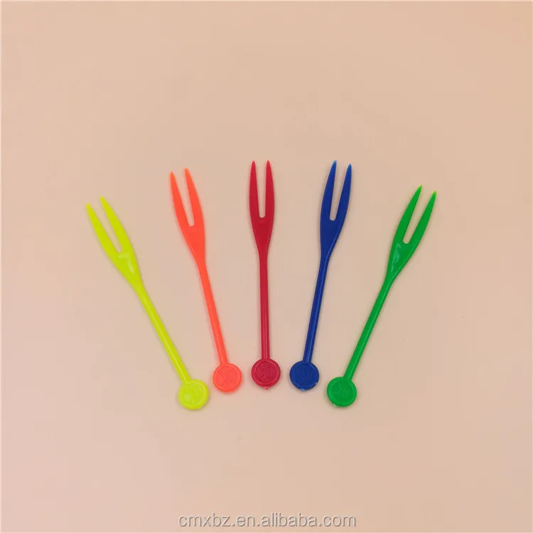 Colorful Ok Handle Disposable Plastic Mini Fruit Fork Buy Fruit Fork