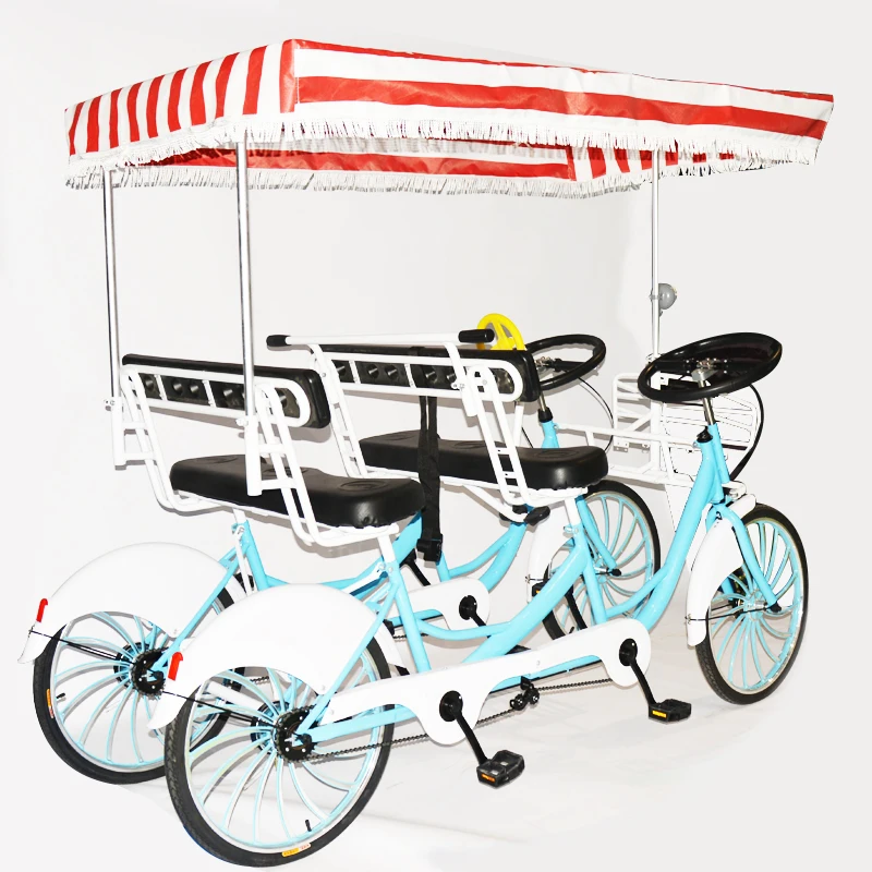 

4 people 6 seats side by side tandem traveling park riding family bike, Customized
