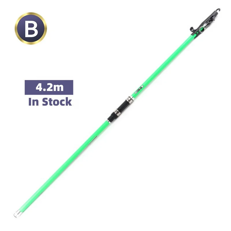 

Wholesale in stocks 4.2m 30T high carbon 100-200g casting sea pike tele surf fishing rod, Green