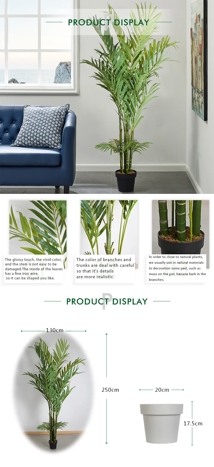 250cm Artificial Coconut Tree Bonsai Hotel Hall Shopping Mall And Other