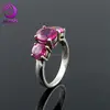 Ruby stone brass rhoium plated wedding rings