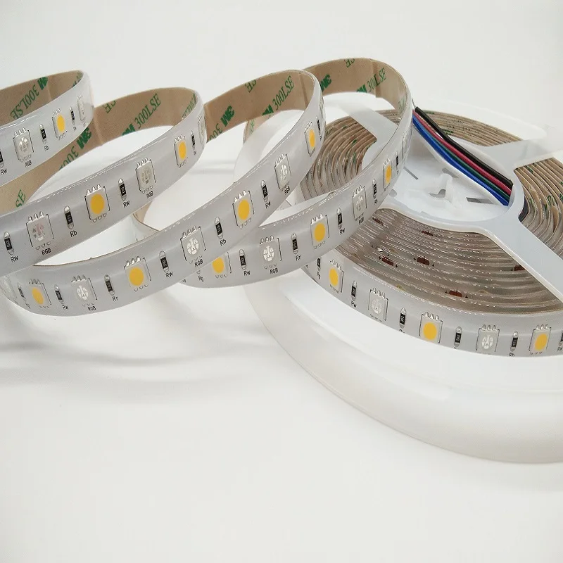 New Product SMD5050 60LEDs/M DC12V  72W 5M/Reel RGB+W Color IP65 Waterproof LED Flexible Strip