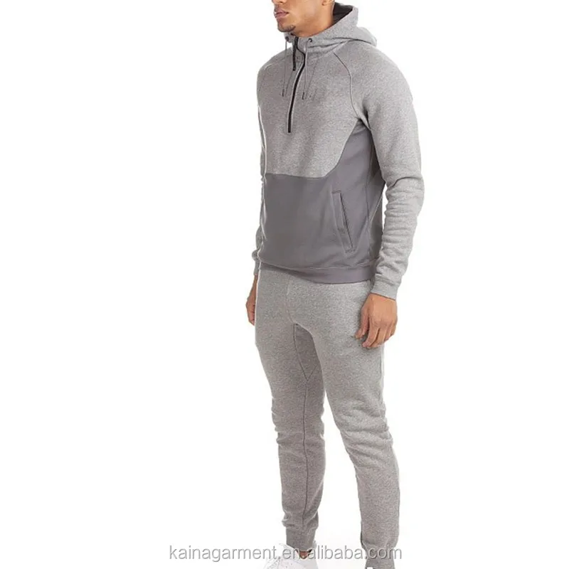 100% Polyester Tracksuit Fabric Track Suit Men Two-tone Hooded Fitted ...