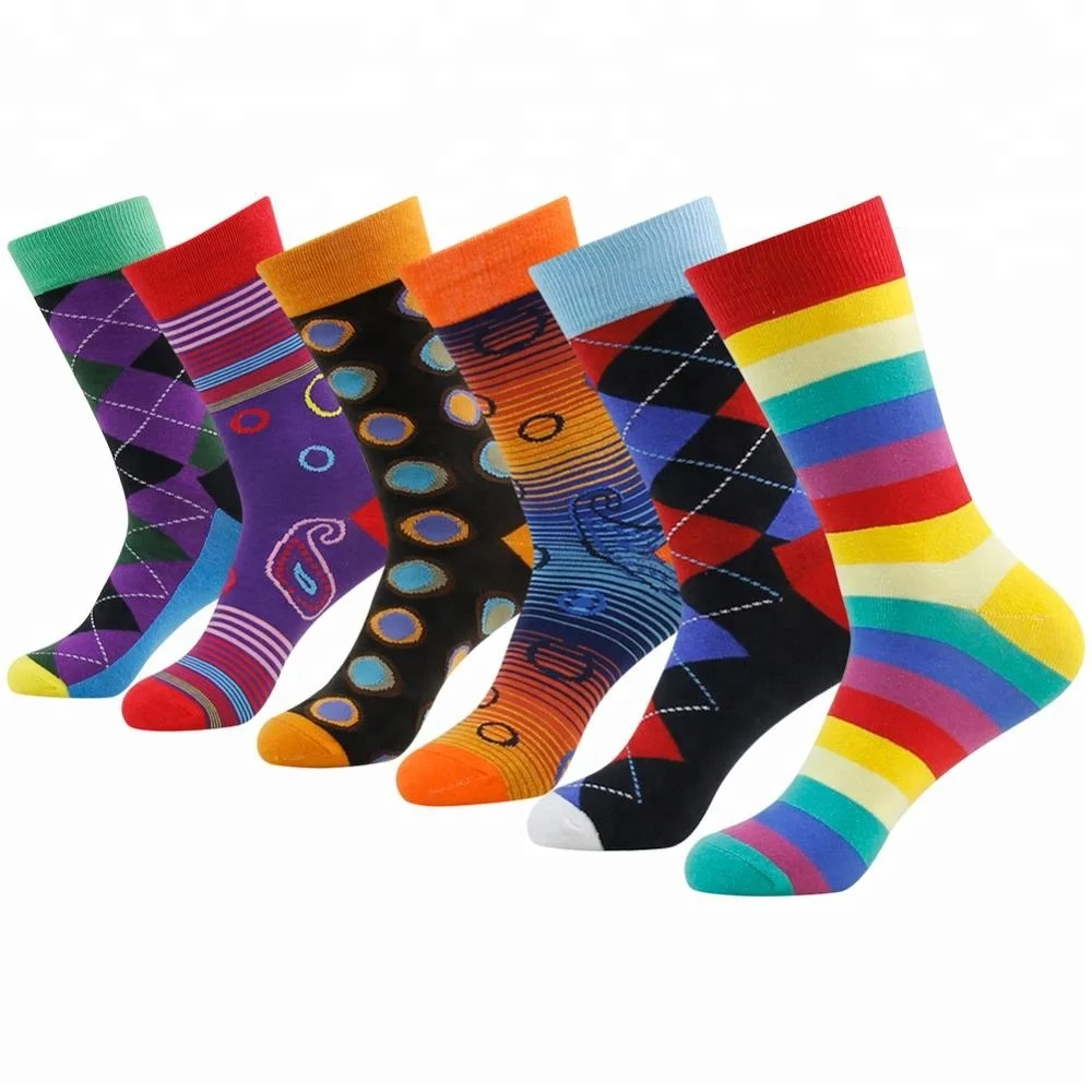 

Wholesale fashion gradient plaid men stitching socks stocking
