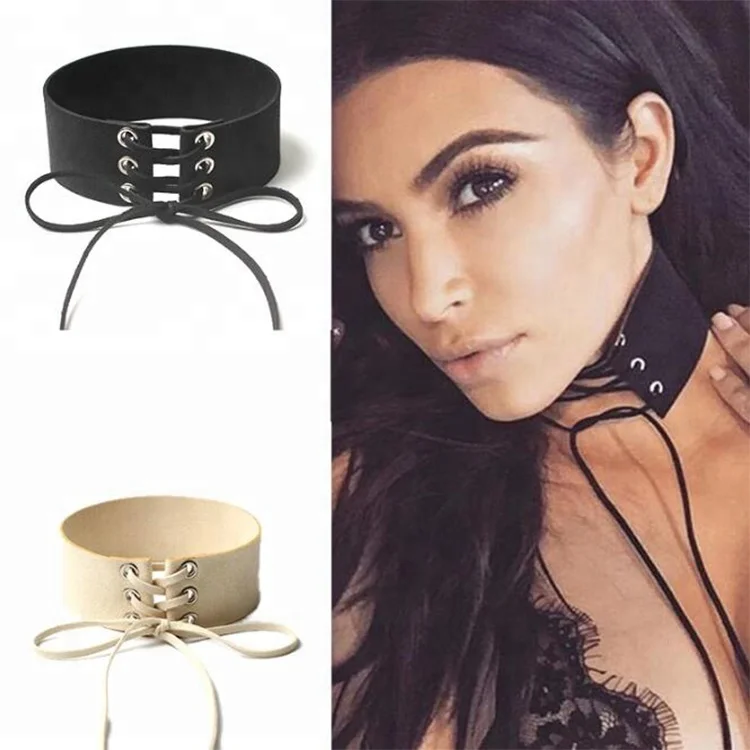 

EAST QUEEN Hot Selling Fashion Wide Suede Leather Choker Necklace, Black;red;white;brown;pink;etc.