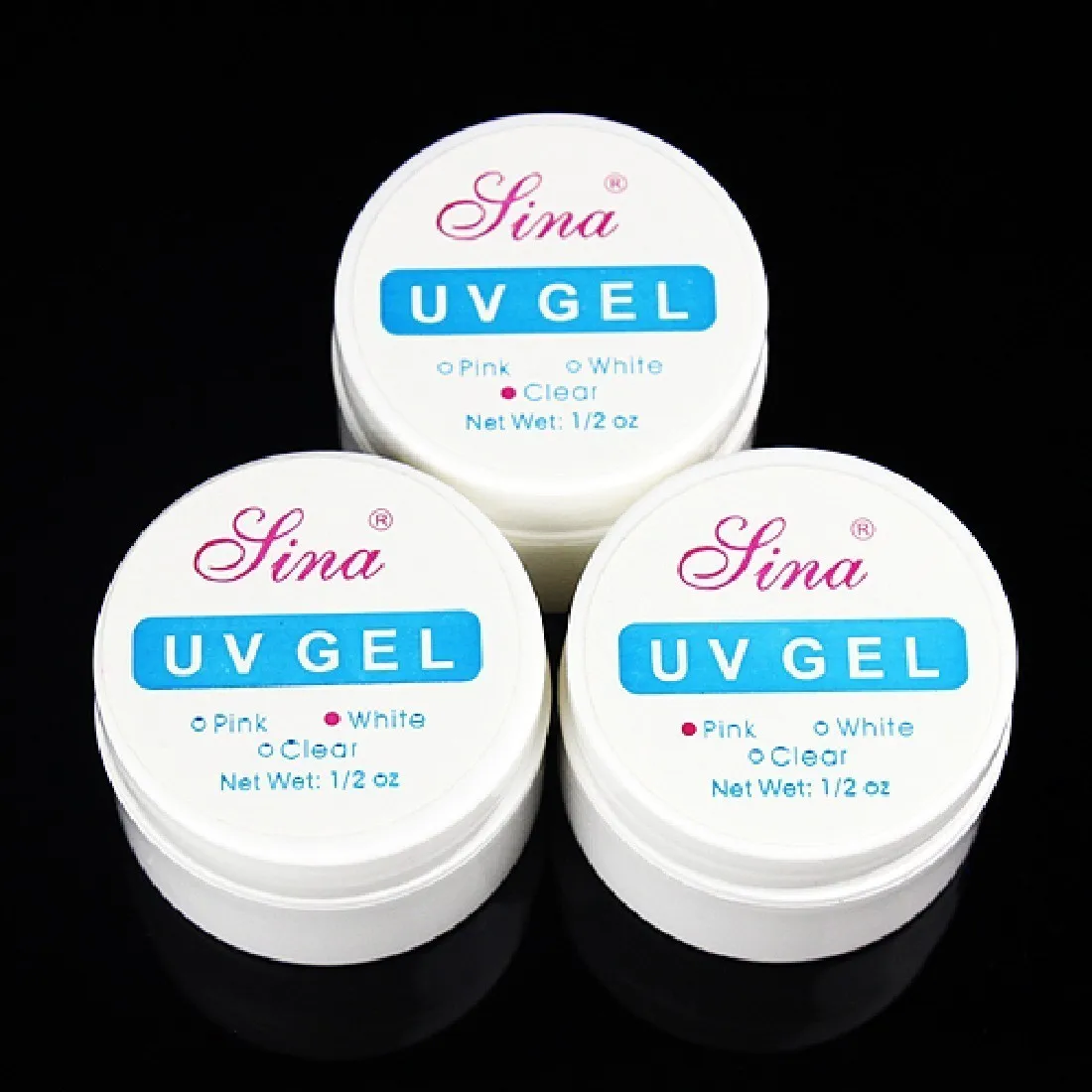 2016 good useful HOT Sale 3PCS Clear Pink White Nail Art UV Gel Builder Tips Glue