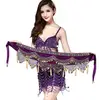 Purple Fushia Beaded Crocheted Triangular Belly Dancing Hip Scarf