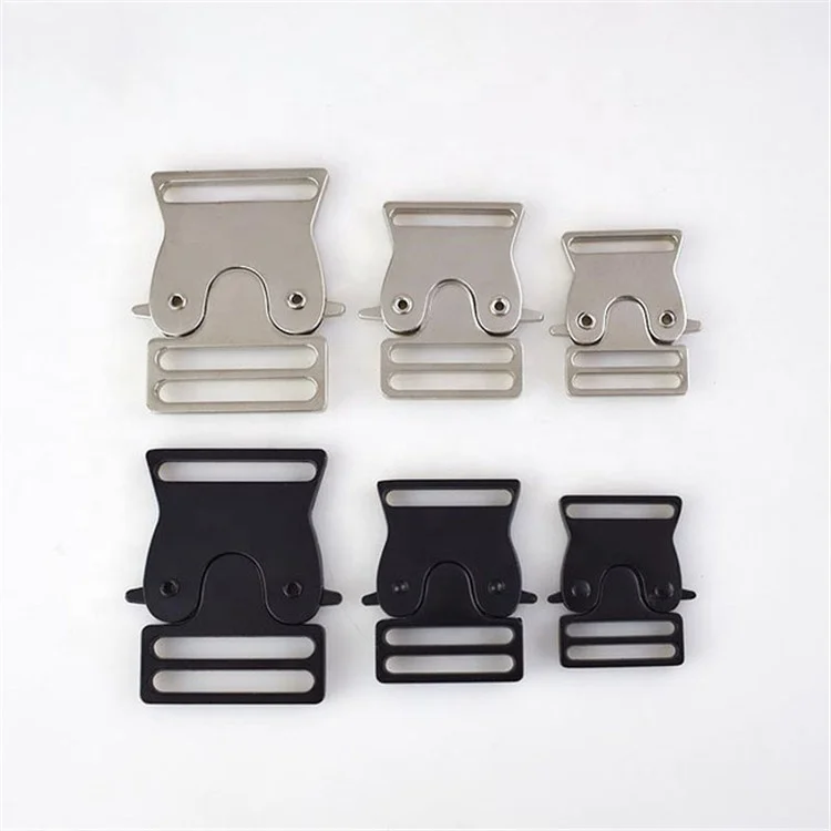 

Meetee AP423 Alloy Bag Quick Side Release Buckle 25/30/38mm Dog Collar Webbing Adjust Clothes Tactical Belts Accessories, Silver,black