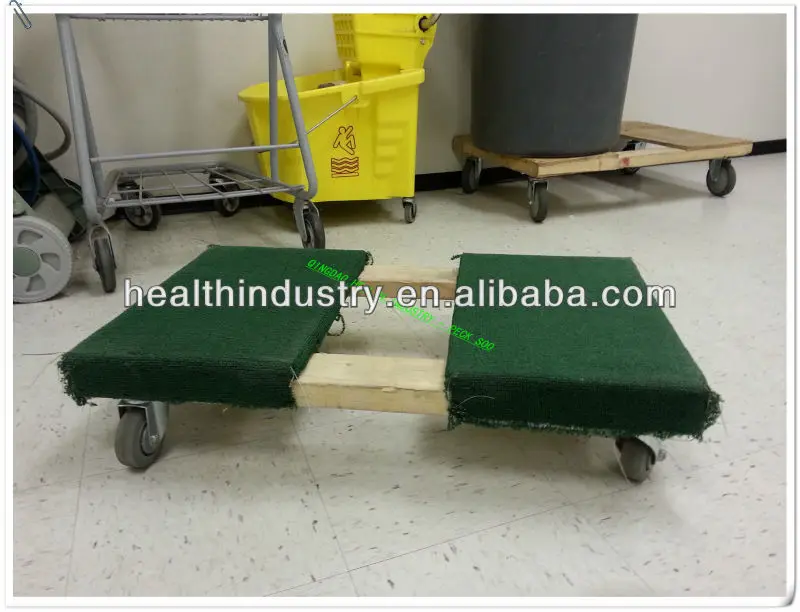 32" X 19" Jumbo Carpeted Office Moving Dollies,With 12" Green Carpet