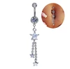 Rhinestone Star Dangle Button Barbell Belly Navel Ring Bar Body Piercing Chain Type Jewelry
