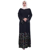 

Black Abayas For Women Islamic Clothing Hijab Flowers Embroidery Muslim Maxi Dress Bangladesh Kaftan Dubai Turkey Long Robe 2019