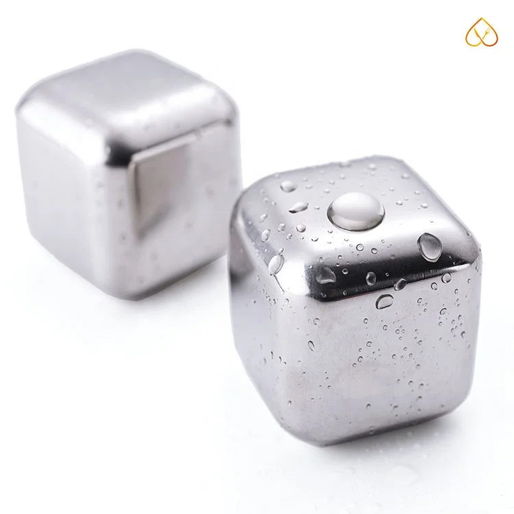 
Food Grade Metal Reusable 304 Whiskey Stainless Steel Ice Cube with Logo Laser 