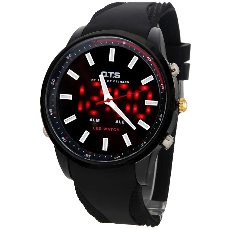 OTS 6719 Man Quartz Digital Watches Cool & Fashion Large Face LED Outdoor Sports Military Luminous Male Wristwatches