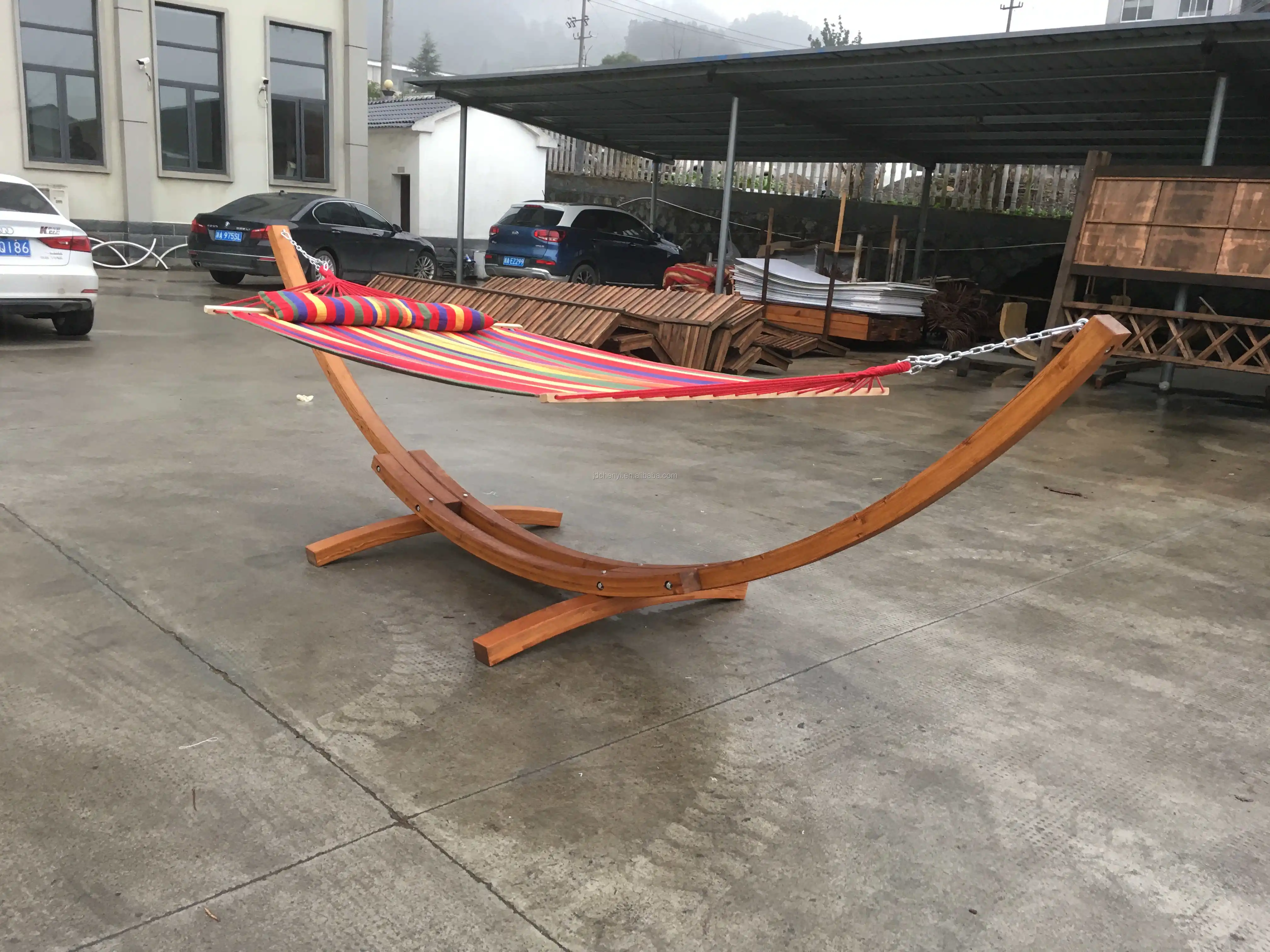 wooden hammock stand with canopy/outdoor garden patio furniture