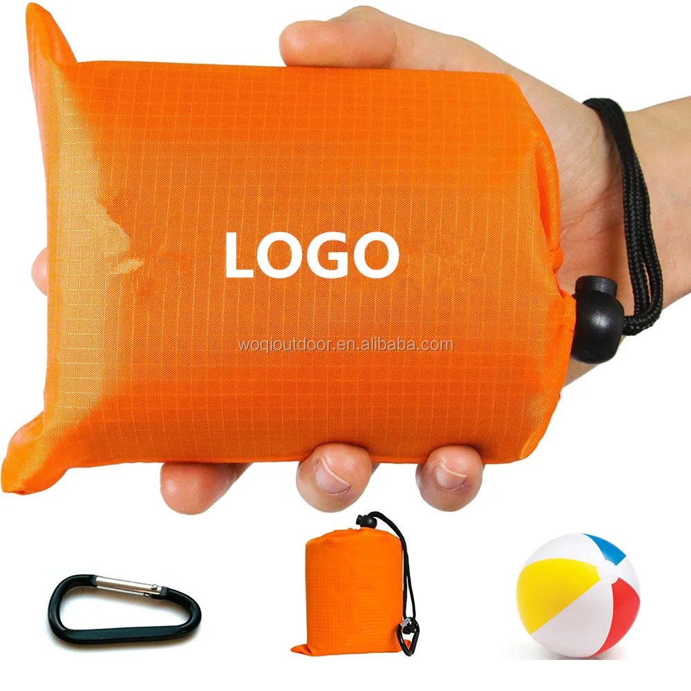 Woqi Pocket Blanket Disposable Compact Picnic Beach Outdoor Small Blanket with Inflatable Beach Ball for Hiking Camping