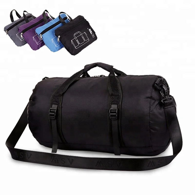 

Wholesale Custom LOGO Waterproof Nylon Foldable Duffel Bag Folding Sport Travel Bags for Gym with Women and Men, Black,gray,blue,purple