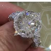 European and American wish explosion style ring fashion ladies ring diamond set round zircon copper silver plated jewelry