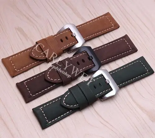 

CARLYWET 20 22 24 26mm Suede Real Leather Handmade Thick VINTAGE Wrist Watch Band Band bracelet Belt Brush Polish Screw Buckle