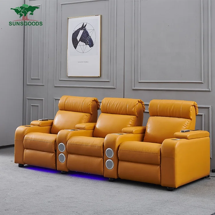 
Custom Multi Functional home cinema leather seats with headrest, soft vip home theater recliner cinema sofa  (62019592848)