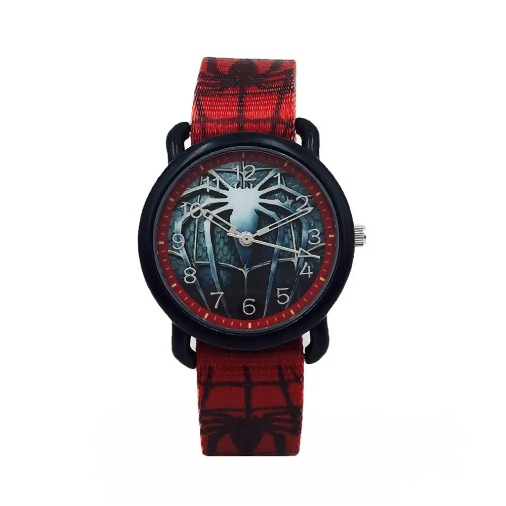 

Spider-Man Children's Canvas Watch Cool Fashion Cartoon Waterproof Quartz Electronic Children's Watch for Primary and Middle Sch, Picture