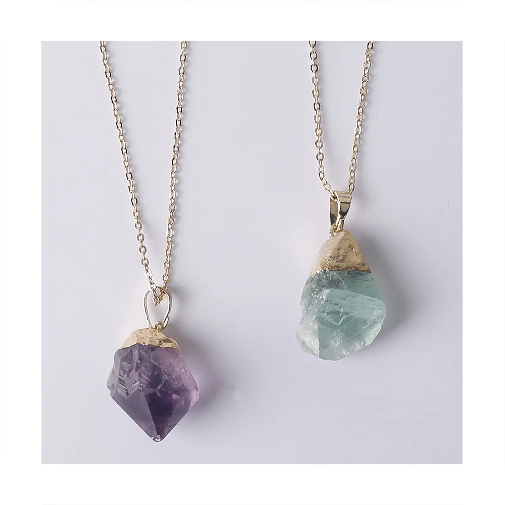 

Yase catholic natural stone agate crystal necklace set jewelry charms with golden and silvery edge choker necklace, N/a