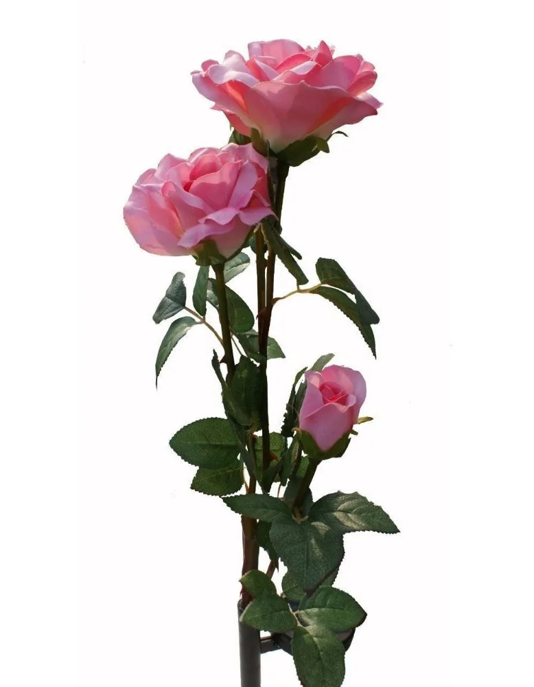 4 Artificial Coloured Rose Solar Powered Light Outdoor Garden Decor Pathway NEW