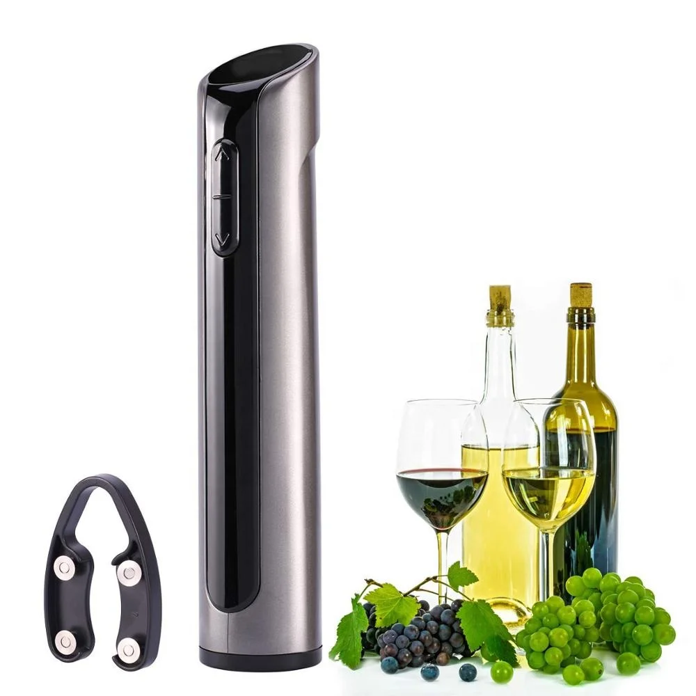 

free shipping Electric Wine Opener Set - Rechargeable Cordless Corkscrew Wine Bottle Opener with Removable Foil Cutter, Dark grey