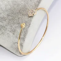 

Luxury Crystal Rhinestone Women's Jewelry Heart Cuff Gold Color Bracelet Female Accessories Bijoux Girl