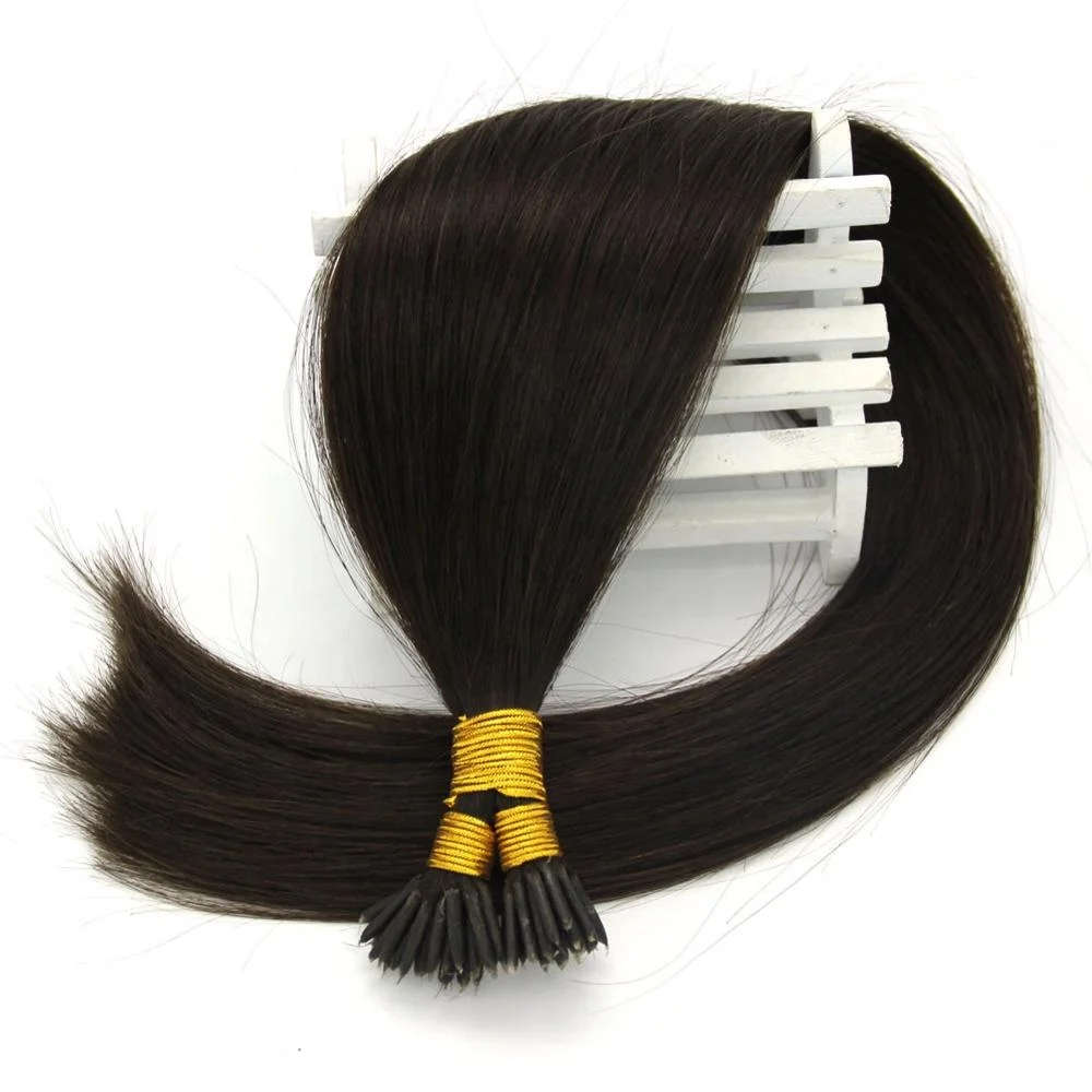 

Wholesale Factory Thick Pre Bonded Keratin I Tip Hair Extensions Indian Natural Human Hair 16-24"1g/s Straight Brown