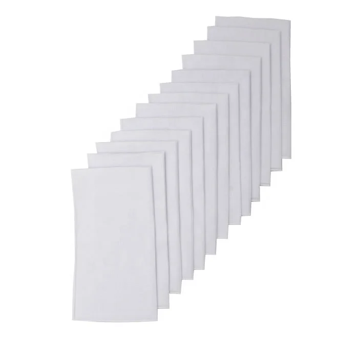 13 Pack Men's White Fine 65 Polyester 35 Cotton Hemstitched