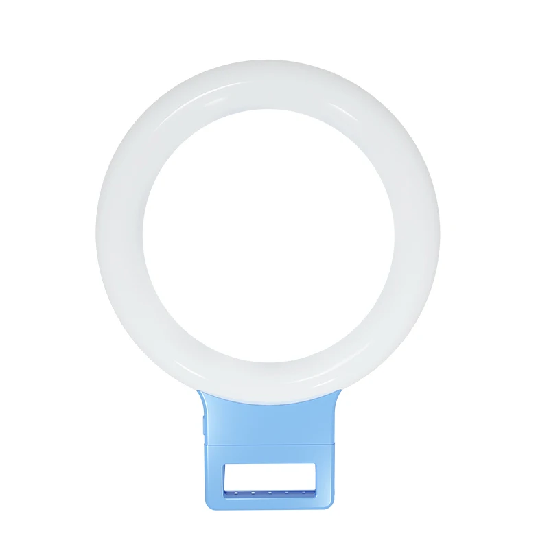 XJ-18 selfie ring light led rechargeable round shape portable selfie flash light for smartphone with 36leds two color light