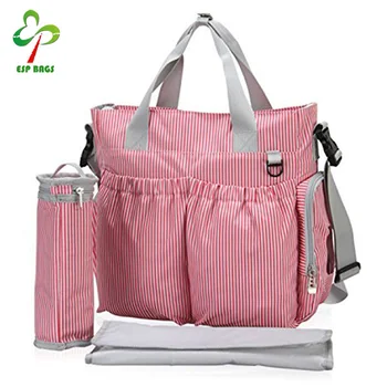 Fashionable Designer Baby Diaper Bag Stripe With Insulated Bottle Holder Ious Bags Mummy Changing Pad Fashionable Designer Baby Diaper Bag Stripe With Insulated Bottle Holder Ious Bags Mummy Changing Pad