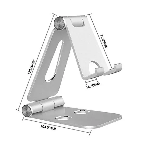 

Hot Selling Desktop Cell Phone Stand, Portable Aluminum Smartphone Holder Tablet Cradle, Silver