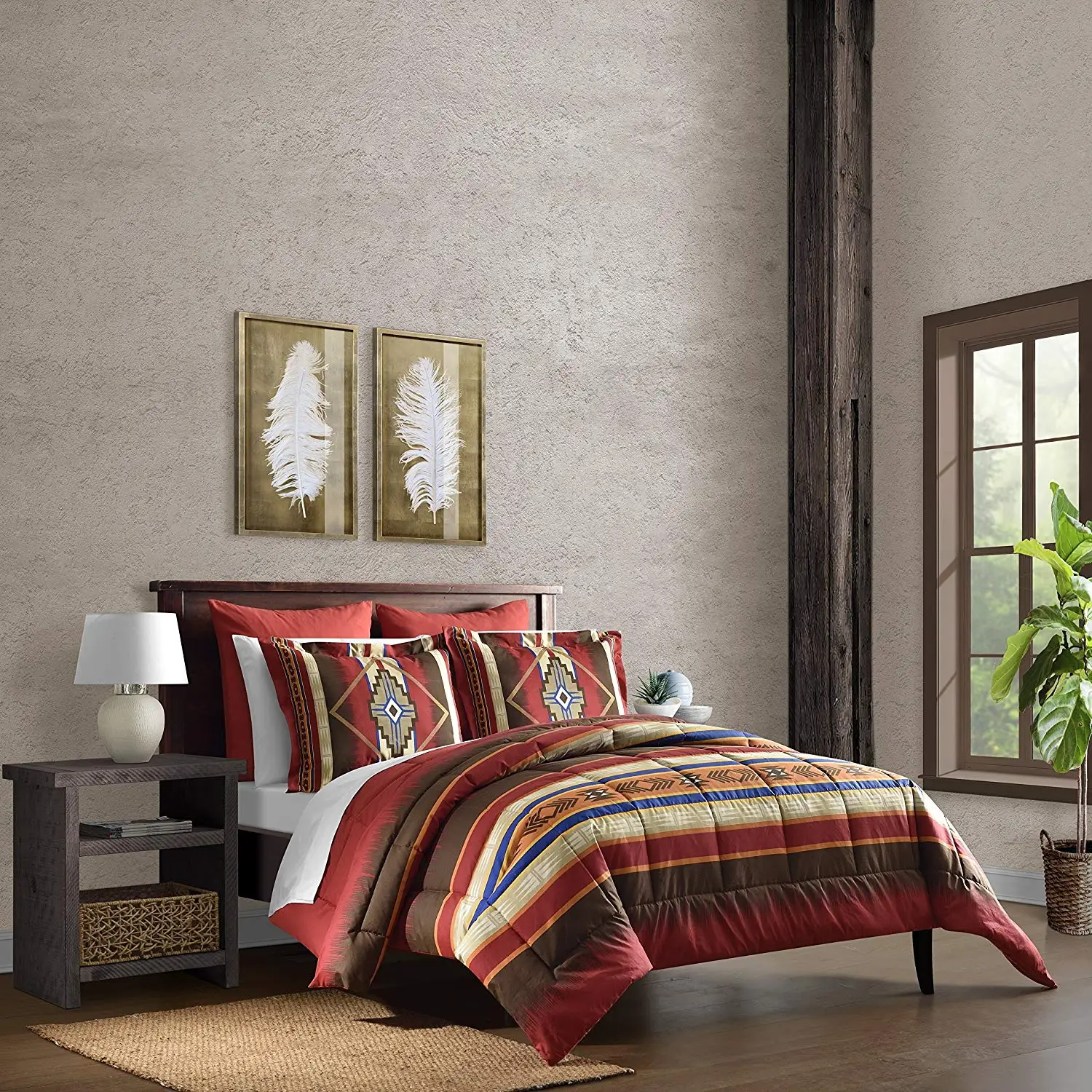 Aztec White Pink Black Comforter Set 6 Pc Reversible Native West Full Or Queen