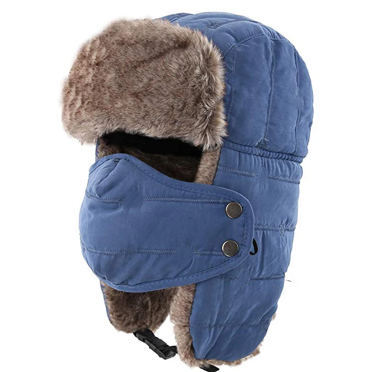 Mens Winter Outdoors Faux Fur Waterproof Trooper Hat Custom Winter