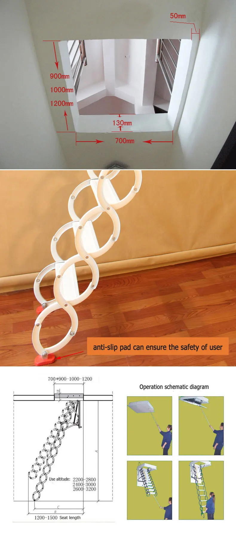 2020 Automatic Electric Telescopic Loft Ladders Hydraulic Folding Attic