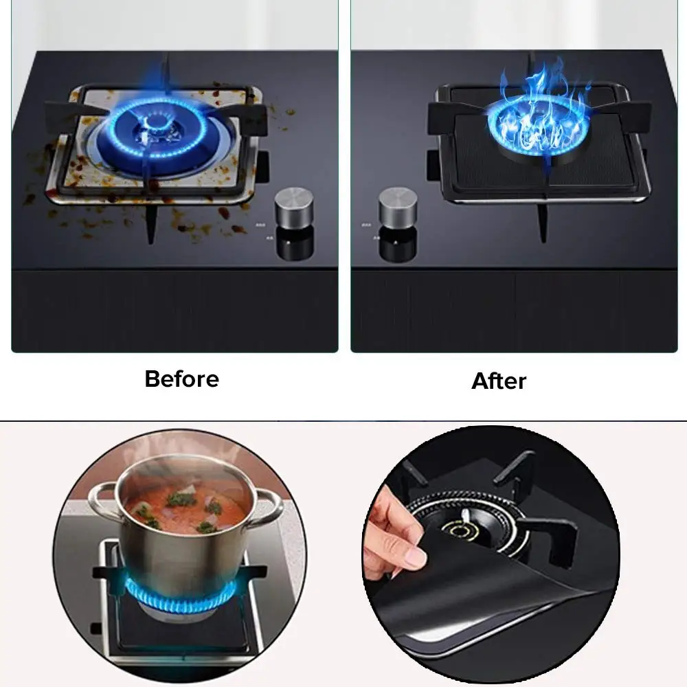 
27x27cm FDA Approved Gas Stove Burner Covers Reusable Non Stick Gas Range Protector 
