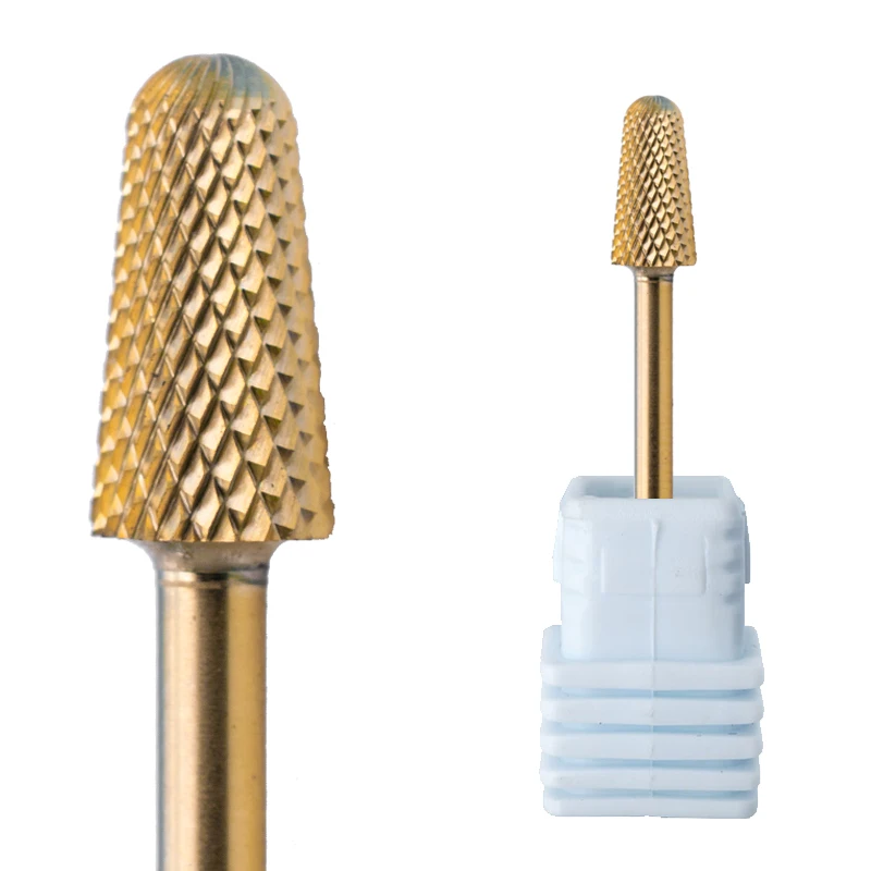 

6.6*38.1mm Best Quality Safety /Tapered /inverted backfillCarbide Electric Nail File Drill Bit for Nail Art /Salon(Gold/Silver), Gold,silver,blue,purple