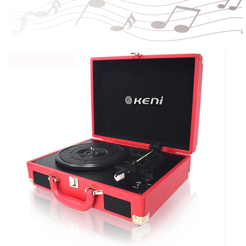 

Handing hot sale vinyl classic record suitcase turntable player, Red