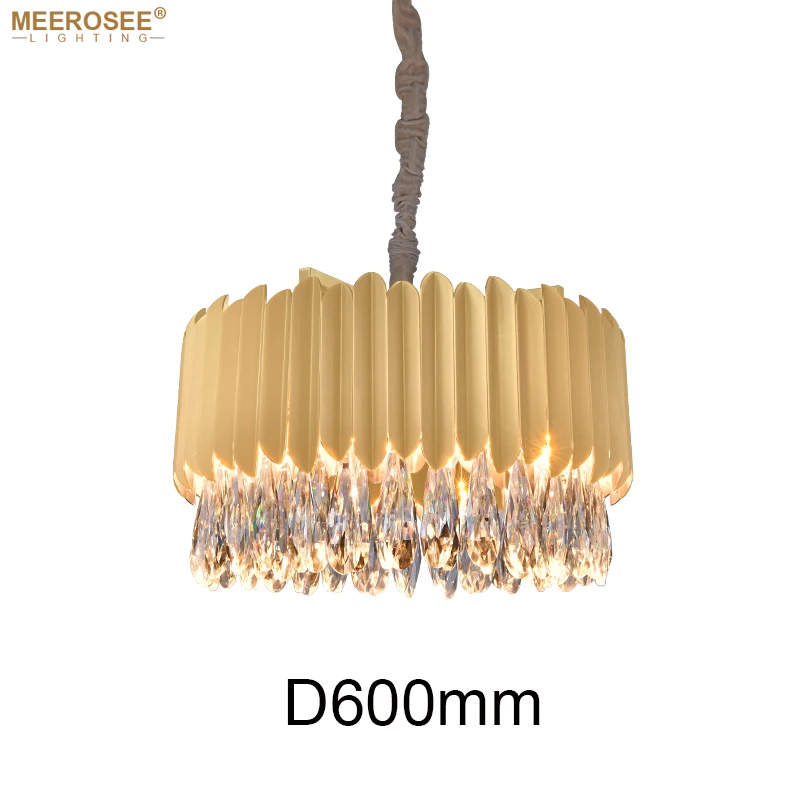 Meerosee Pendant Light Fixture  Clear Crystal Gold Hanging Lamp for Home Hotel Restaurant MD86722