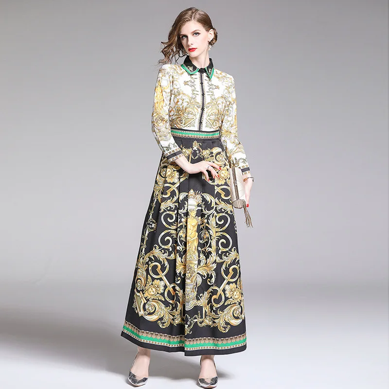 

Casual dresses type maxi dress long sleeve elegant women's summer floral dress, As picture