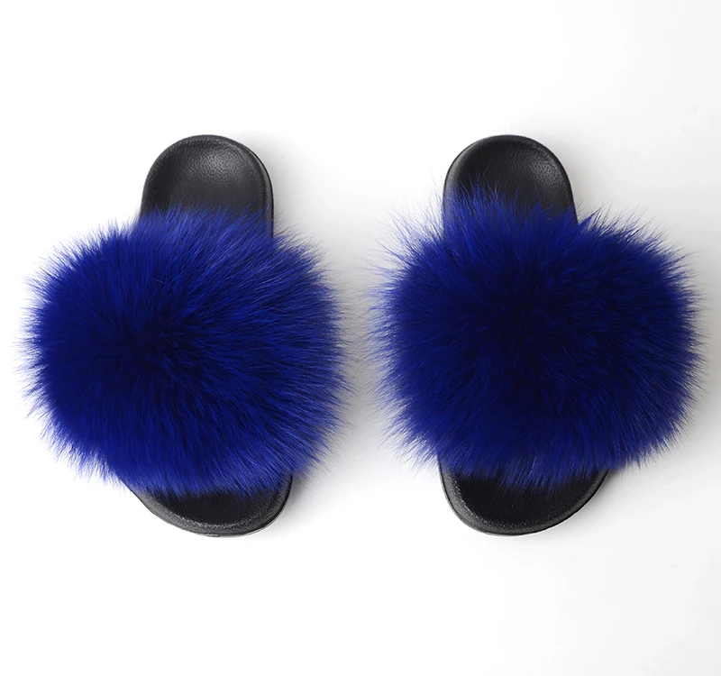 

China Wholesale High Quality Fox Fur Slipper Shoes Latest Model Fox Fur Slippers Fashion Female Outdoor Women Sexy House Slipper, Picture