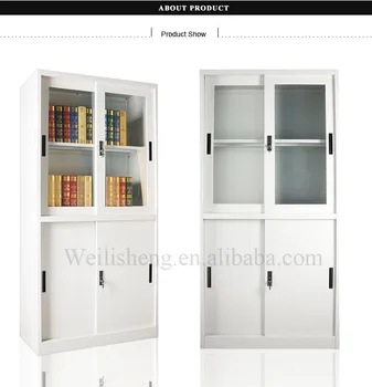 Modern Sliding Door Bookcase With Glass Display Buy Bookcase