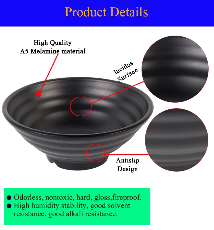 1008L 750ml Antislip Japanese Ramen Noodle Bowl Set Wholesale Matte